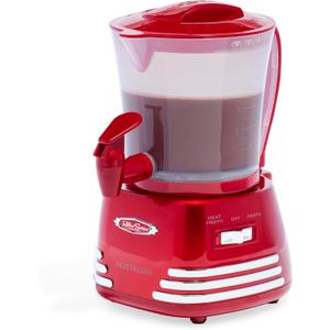 Nostalgia Retro Frother and Hot Chocolate Maker and Dispenser, 32 Oz, for Coffees, Lattes, Cappuccinos, Red
