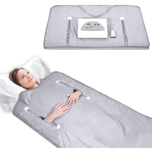Infrared Sauna Blanket for Fitness and Detox Anti Aging, Length 71" with Remote Control, 2 Zone Temperature Control, Quick Sweating Professional Body Sculpting Home Sauna