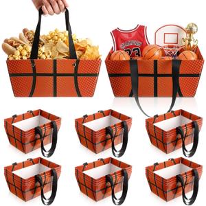Glenmal 24 Pcs 2026 Senior Night Basketball Gifts Baskets with Handles 9.8 x 6.5 x 4.3 Inch Empty Reusable Waterproof Cardstock Basketball Gift Baskets for Sports Party Favor Holiday Birthday Decor