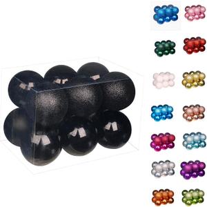 Emopeak 12Pcs Christmas Balls Ornaments for Xmas Christmas Tree - 4 Style Shatterproof Christmas Tree Decorations Hanging Ball for Holiday Wedding Party Decoration (Black, 3.2"/8CM)