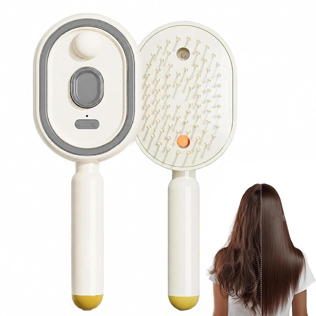 Electric Spray Air Cushion Massage Comb,Electric Steam Brush For Hair, Suitable For Both Short And Long Hair (beige)