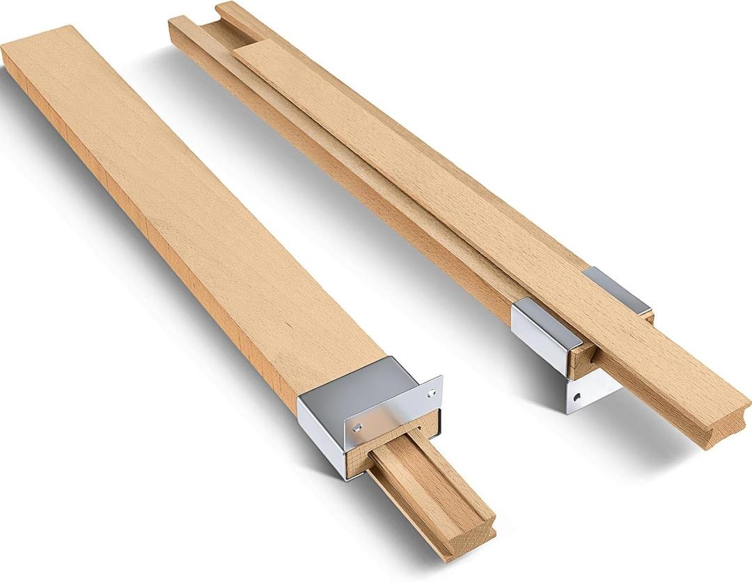 Maitys 2 Pcs 17.3 Inches Wooden Drawer Slides Bottom Mount Classic Center Guide Track with Metal Slide Glides Traditional Wood Drawer Rails for Dresser Replacement