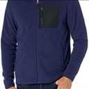 Amazon Essentials Men's Full-Zip Fleece Jacket (Available in Big & Tall), Black Navy Color Block,4 pcs Large