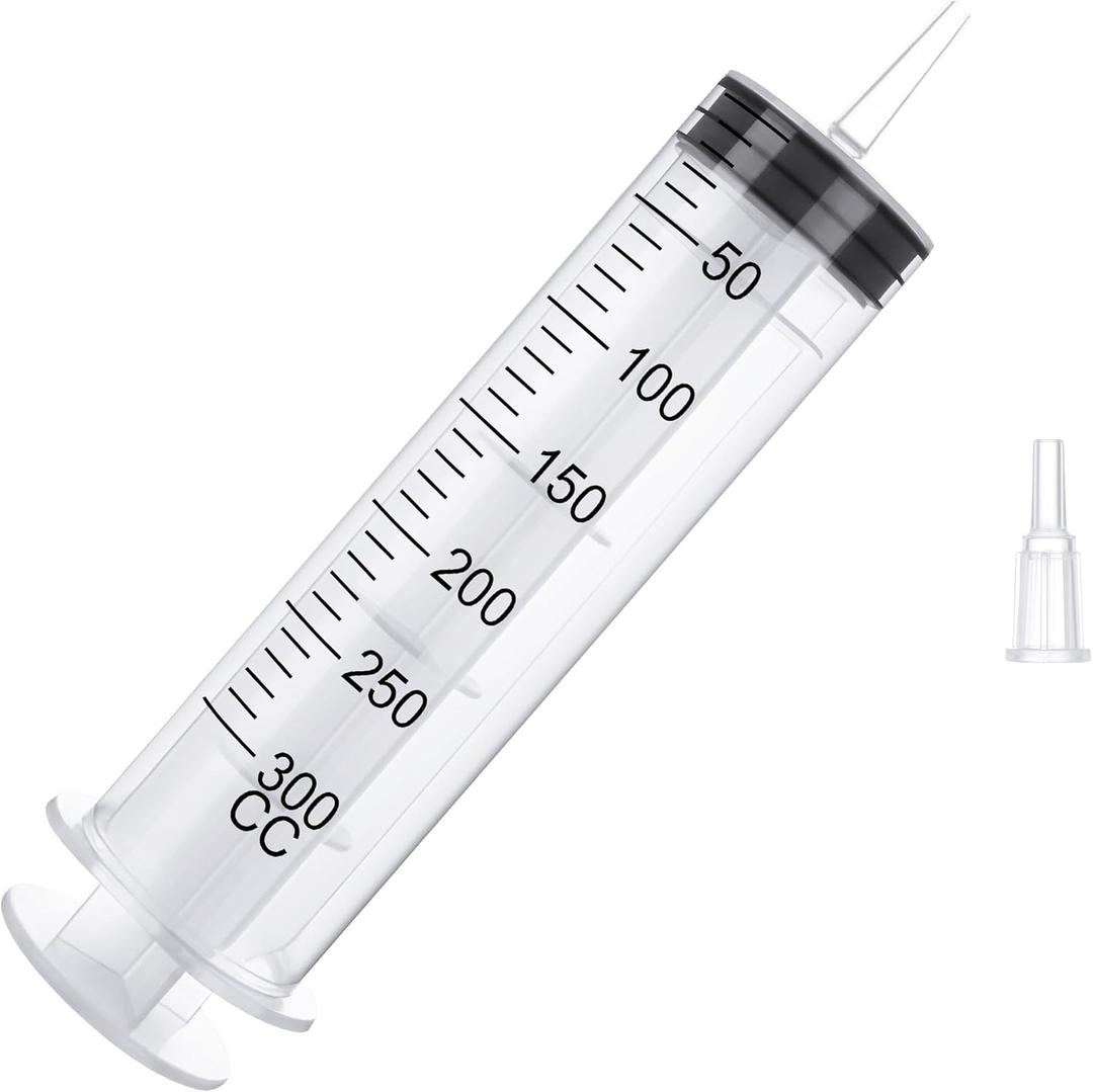 300mL Large Syringe for Liquid- Large Plastic Syringe with Tip Adapter for Scientific Labs, Oil Transfer, Plant Watering & Refilling