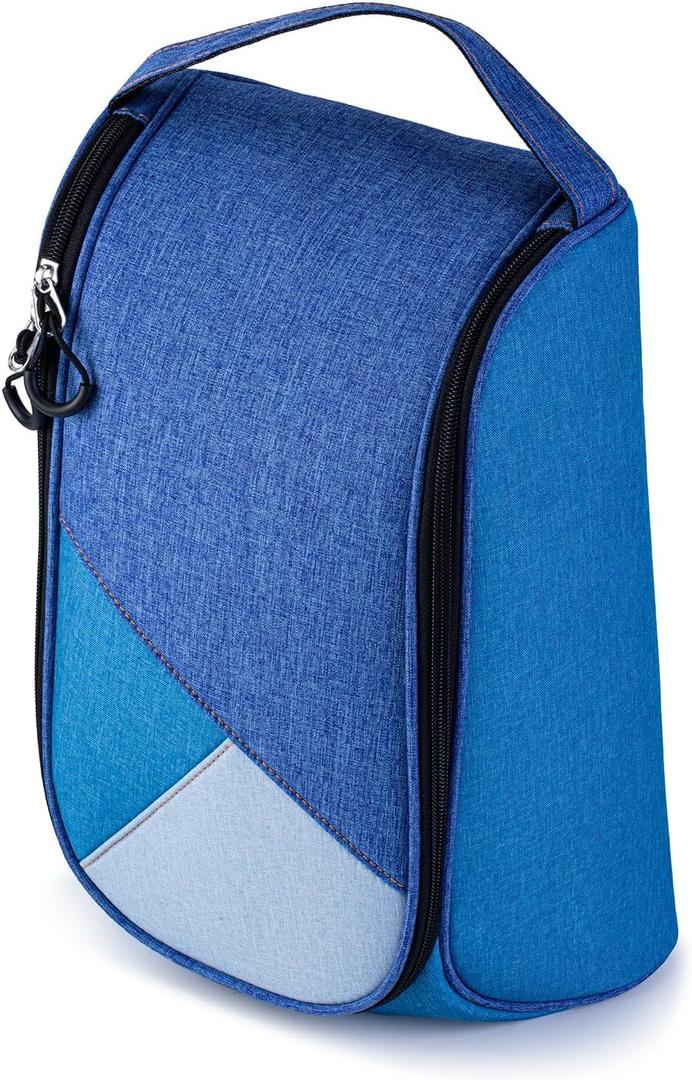 SAPLIZE Soft Padded Golf Shoe Bag, Sport Shoe Carrier Bag with Ventilation Holes, Breathable Shoe Storage Organizer Bag, Blue (Blue, Up to US Size 14)