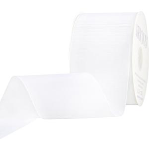 White Ribbon, Grosgrain Ribbon 3 Inch x Continuous 50 Yards, White Grosgrain Ribbon for Crafts, Gift Wrapping, Hair Accessories, Wedding Decor, Sewing and Bow Making