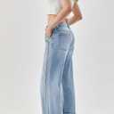 PLNOTME Womens Baggy Jeans Boyfriend Wide Leg Trendy Casual Mid Rise Cuffed Hem Denim Pants with Pockets