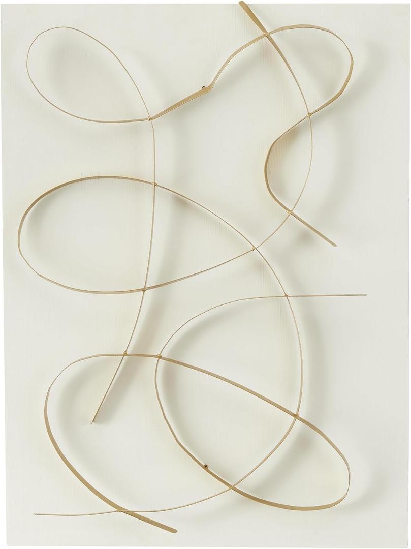 CosmoLiving by Cosmopolitan Metal Abstract Home Wall Decor Overlapping Lines Wall Sculpture with White Backing, Wall Art 24" x 3" x 32", White