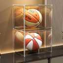 GUDEMAY Large Clear Stackable Acrylic Storage Bins with Door, Dustproof Figure Collectibles Display Case, Football & Motorcycle Helmet Showcase, Basketball, Sports Memorabilia Organizer (XL, Count, 3)