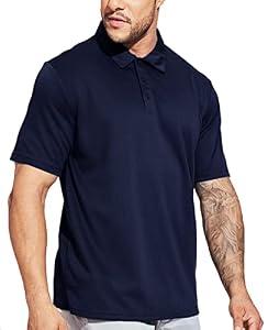 MIER Men's Quick Dry Polo Shirts Polyester Casual Collared Shirts Short Sleeve, Moisture-Wicking, Sun Protection, Dark Blue, XXL