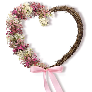Heart Shaped Flower Wreath, Spring Wreath, Artificial Flower Wreath for Valentine's Day, Photography Props Sweet Love Wreath