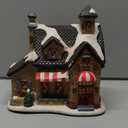 Christmas Village Houses - Hand-Painted Ceramic Gingerbread House Decorations With LED Lights for Indoor Christmas Decor