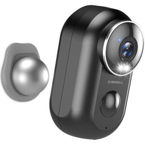 ZUMIMALL Security Cameras Wireless Outdoor,2K Cameras for Home Security, Outdoor/Indoor Camera Battery Powered, 2.4G WiFi, Magnetic Mount,3MP Color Night Vision/Siren/PIR/AI/Cloud/Alexa (Black-Single Camera)