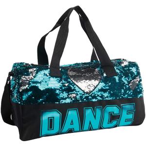 Danz N Motion Sequin Dance Heart Duffel Bag (Turquoise to Silver)