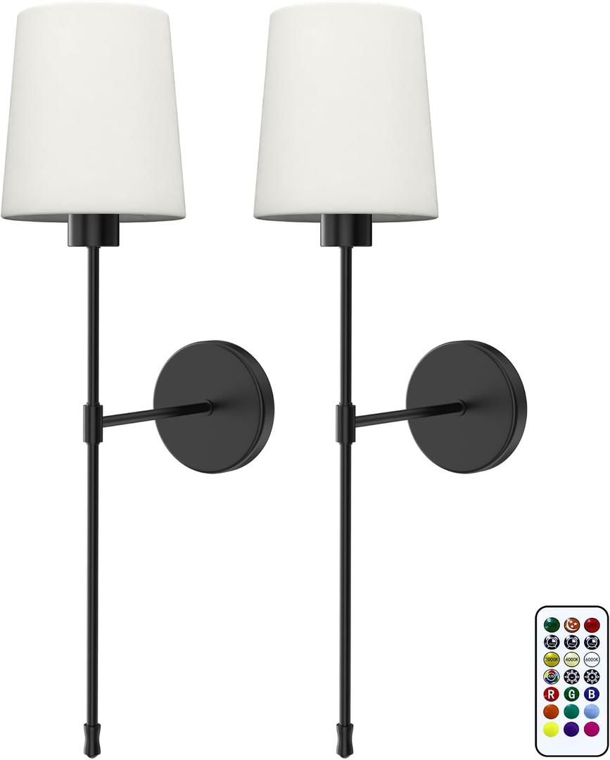 DIAMONDFORGE Sconces Wall Decor Set of 2 for Bedroom Living Room, Black, 24 inches