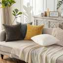 DecorUhome Summer Mustard Yellow Chenille Throw Pillow Covers 18x18 Set of 2 Textured Soft Cozy Slubby Couch Pillow Covers Modern Farmhouse Boho Decorative Pillow Cases for Bed Sofa Living Room