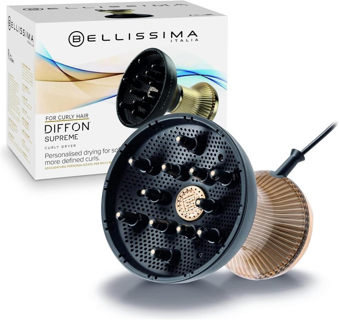Bellissima Diffon Supreme Diffuser & Curly Hair Dryer - XL Diffuser for Long Waves, Curls, Coils - Cool Button - Anti-Frizz Technology Bellissima Diffon Supreme Diffuser & Curly Hair Dryer - XL Diffuser for Long Waves, Curls, Coils - Cool Button - Anti-Frizz Technology