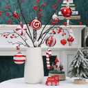 47PCS Red and White Christmas Ornaments Sets, Shatterproof Candy Cane Christmas Tree Decorations, Hanging Ball Ornaments Tree Decor for Xmas Party (Red & White)