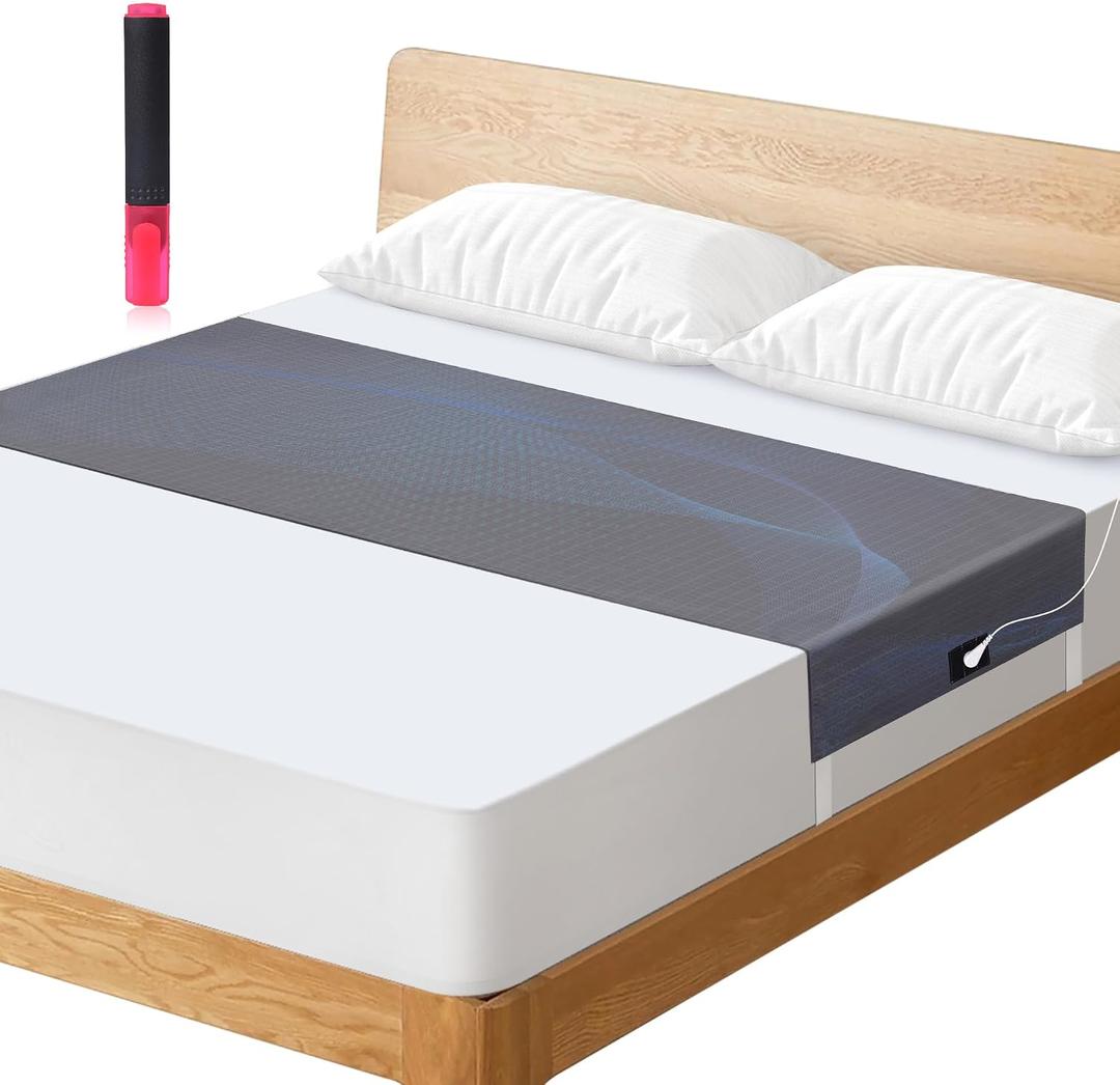Grounding Sheets: Earthing Bed Sheets with Adjustable Straps -Conductive Silver Fiber Grounded Sheets for Sleep -Grounding Mat for Bed with Cord and Tester (Gray,82x21)