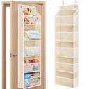 JARLINK Toy Stuffed Animal Storage, Over The Door Organizer W/Clear View Windows, 44lb Load, Baby Toy Storage Organizer for Nursery, Kid Bedroom, Newborn Baby Essentials (Beige) (1 Pack)