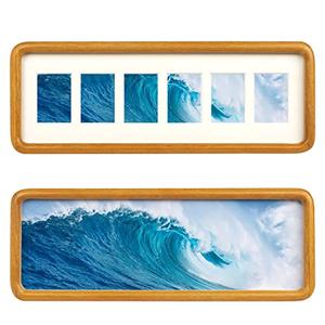 Hans 4"x12" Frames Collage Photo Frame Single Mat with Six 1.5x2.5 Openings and Satin Solid Frame Horizontal or Vertical(6 Openings)