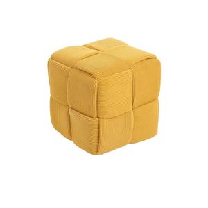 Ottoman Foot Rest Soft and Comfortable Ottoman Square Corduroy Woven Design Sofa Stool (Yellow)