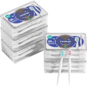 cleaings Mini Brushes-Disposable Toothbrushes with Double Cleaning Beads Toothpaste and Pick for Daily Life or Travel, 20 Count-Mixed FlavorPack of 5