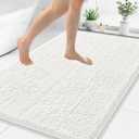 Smiry Luxury Chenille Bathroom Rugs 48x32, Extra Soft and Absorbent Shaggy Bath Mat, Machine Washable, Non-Slip Plush Carpet Runner for Tub, Shower, and Floor, Home Decor Accessories, Ivory