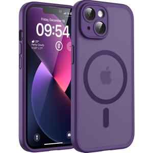 TOCOL for Phone 13 Case, Compatible with Magsafe Charger, Full Camera Protection, Drop Protection, Translucent Matte Phone Case for iPhone 13 6.1 inch (Midnight Purple)