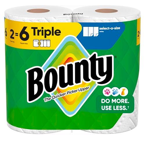 Bounty Select-A-Size Paper Towels, White, 2 Triple Rolls = 6 Regular Rolls Pack of 4