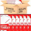 E-CLIPS USA Notepads, Unruled Writing Tablet, Note Pads 6 x 9, Small Notepads, Memo Pad, White, Chipboard Back, Writing Pad, Office Supplies, 100 Sheets Per Pad (12 Pack)
