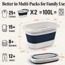 50L Blue Pop Up Storage Laundry Basket Hamper with Handle Collapsible Plastic Foldable Laundry Basket Container Organizer for Washing Storage