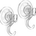 VIS'V Suction Cup Hooks, Small Shower Suction Hooks, Heavy Duty, Removable and Reusable, Clear, 2 Pcs