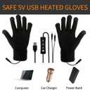 5V Electric USB Heated Gloves for Men Women Keep Hands Toasty with Winter Hand Warmers Laptop Black Gloves for Typing