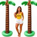 Playbees Giant Inflatable Palm Trees, 66 Inch (5.5 FT), 2 Pack, Tropical Luau Party Decorations for Beach, Poolside, Hawaiian Theme and Outdoor Events, Easy Inflation