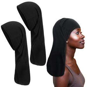 Twistover 2 Pcs Jumbo Dreadlock Cap Hair Dreads Head Wrap Loc Wraps for Dreads Hair Accessories for Men Women Sleeping(Black,20 Inches)
