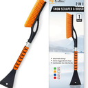 EcoNour 27" Aluminum Ice Scrapers for Car Windshield | Car Snow Scraper Window and Snow Brush with Ergonomic Foam Grip Winter Accessories (Orange)