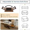 Sofa Table Tray - Bamboo Couch Armrest Table Universal Fit - Sofa Table With Non-Slip Pads to Keep Things in Place -13 x 9.5 Inch Armrest tray table for couch (Brown)
