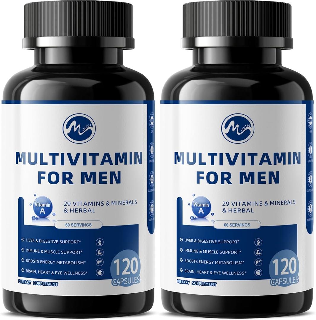 Multivitamin for Men - Methylated Multivitamin Supports Energy & Metabolism, Liver & Digestive*, Daily Men's Vitamins with B12, D, Zinc, Lycopene, Folic Acid - 120 Capsules, For Over 40 (2 Pack)