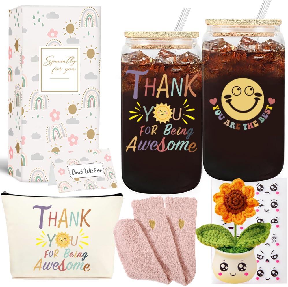 Thank You Gifts for Women Appreciation Gifts for Coworkers, Teacher, Employee, Nurse, Boss, Mom, Sister,Grandma,Friend, Thank You for Being Awesome Glass Cup