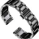 BINLUN Thick Stainless Steel Watch Band Metal Heavy Polished Matte Brushed Finish Watch Strap Replacement for Men Women 16mm/18mm/20mm/21mm/22mm/23mm/24mm/26mm(Brushed Finish Black,22mm)