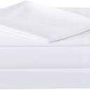 King Size Percale Bed Sheets, 200 Thread Count Cotton Polyester Blend Sheet Set,Wrinkle Free,Breathable,Crisp Refreshing Feeling, 60 Cotton 40 Polyester Cotton Rich Sheets 4 PC(White,King)