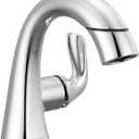 Delta Arvo 1 Hole Pull Down Bathroom Faucet with Sprayer, Chrome Single Hole Bathroom Sink Faucet with Pull Out Sprayer for Vanity, Metal Push-Pop Drain, Chrome 15840LF-PD
