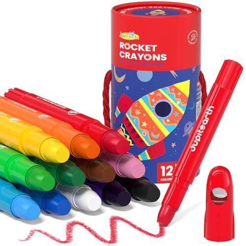 JUPITEARTH 8 Colors Twist Crayons for Toddlers 1-3, Non-Toxic Washable Crayons for Ages 4-8 with StorageBucket, Ultra-Silky and Easy to Hold Art Supplies,Ideal Christmas Gift for Boys and Girls