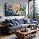 AOZEMI Large White Flower Canvas Wall Art for Living Room Bedroom Home Office Blue Picture Modern Floral Canvas Wall Decor Prints Artwork 24"x 48"