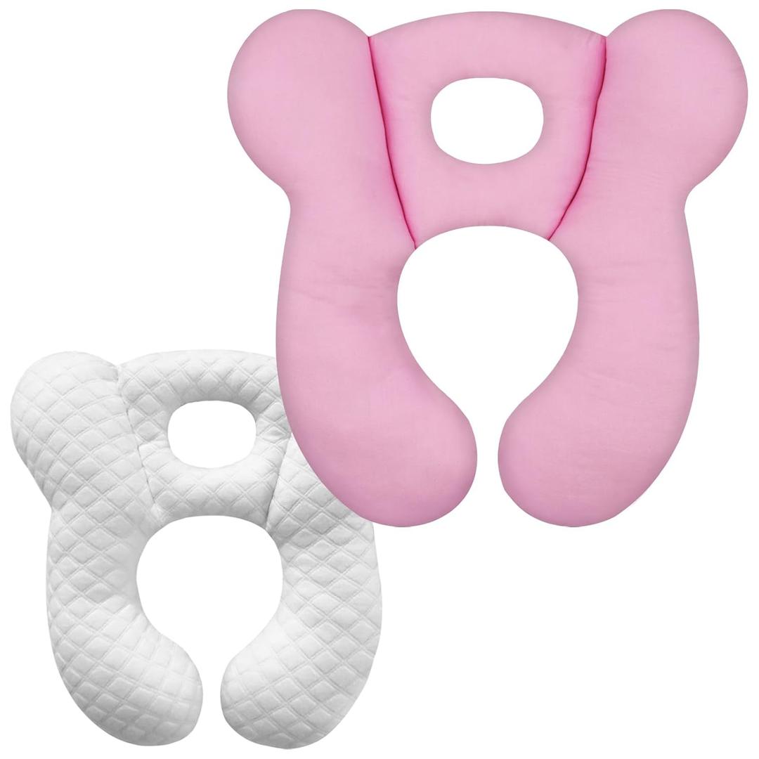 Baby Travel Pillow, Upgrade U-Shape Infant Pillow for Car Seat Pushchair and Stroller, Soft Comfortable Sleep Cushion for Kids Newborn and Toddler -Pink