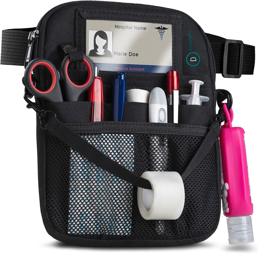 DiGuRaNi Nurse Fanny Pack for Nurse Supplies, Nurse Tool Belt as a Nurse Pocket Organizer with a Medical Tape Holder, Nurse Pouch, Medical Fanny Pack for Nurses (Black)