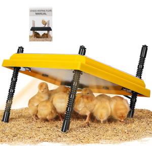 Brooder Heating Plate for Chicks Adjustable: with Bonus 10x10 Warmer with Easy- Cleaning Plate 15W Poultry Coop Heater for 12 Baby Chick