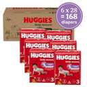 Huggies Size 3 Diapers, Little Movers Baby Diapers, Size 3 (16-28 lbs), 168 Count (6 Packs of 28), Packaging May Vary