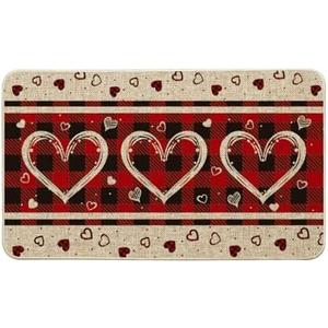 Buffalo Plaid Love Valentine's Doormat for Home Entrance Indoor Outdoor,Garage and Garden Outside Entryway Floor Mat,Non Slip,Easy Clean 16 * 24Inch